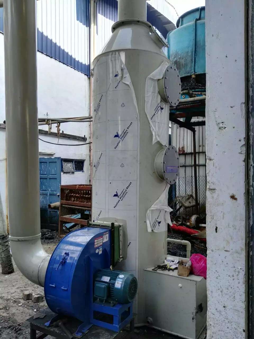 馬來西亞 東南亞塑膠廠廢氣處理pp噴淋塔水噴淋塔 廢氣除臭洗滌塔
